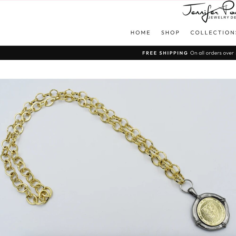 Jennifer Ponson Italian Treasures gold medallion necklace 36 inches Retails $225